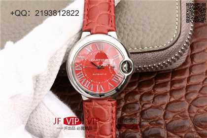 卡地亚亲民版中国红，蓝气球系列WSBB0022腕表，好品质，进口西铁城机械机芯 ，牛皮压鳄鱼纹，尺寸：33mm。
