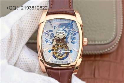 BM帕玛强尼TOURBILLON系列PF012512.01。真陀飞轮男士 手动机械  53x37.2毫米原版尺寸   男士 材质：精钢镀金   真皮表带